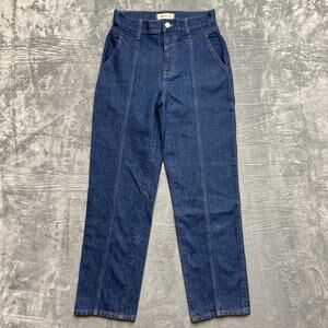 New Madewell The Perfect Vintage Straight Jean Women's Size 26 Dark Blue Paneled